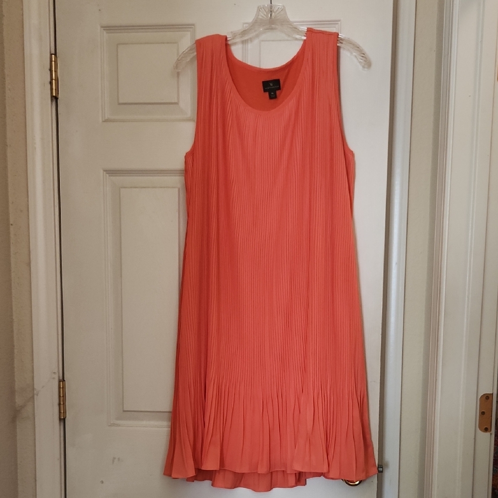 Worthington Coral Pleated Midi Dress